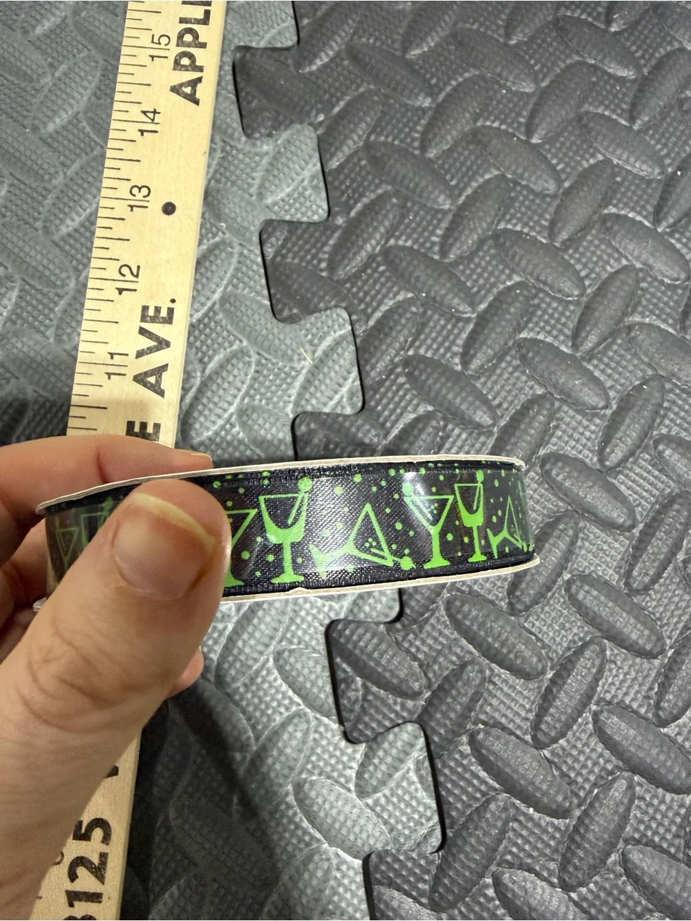 NWT Black and Green Martini Ribbon, 15 feet